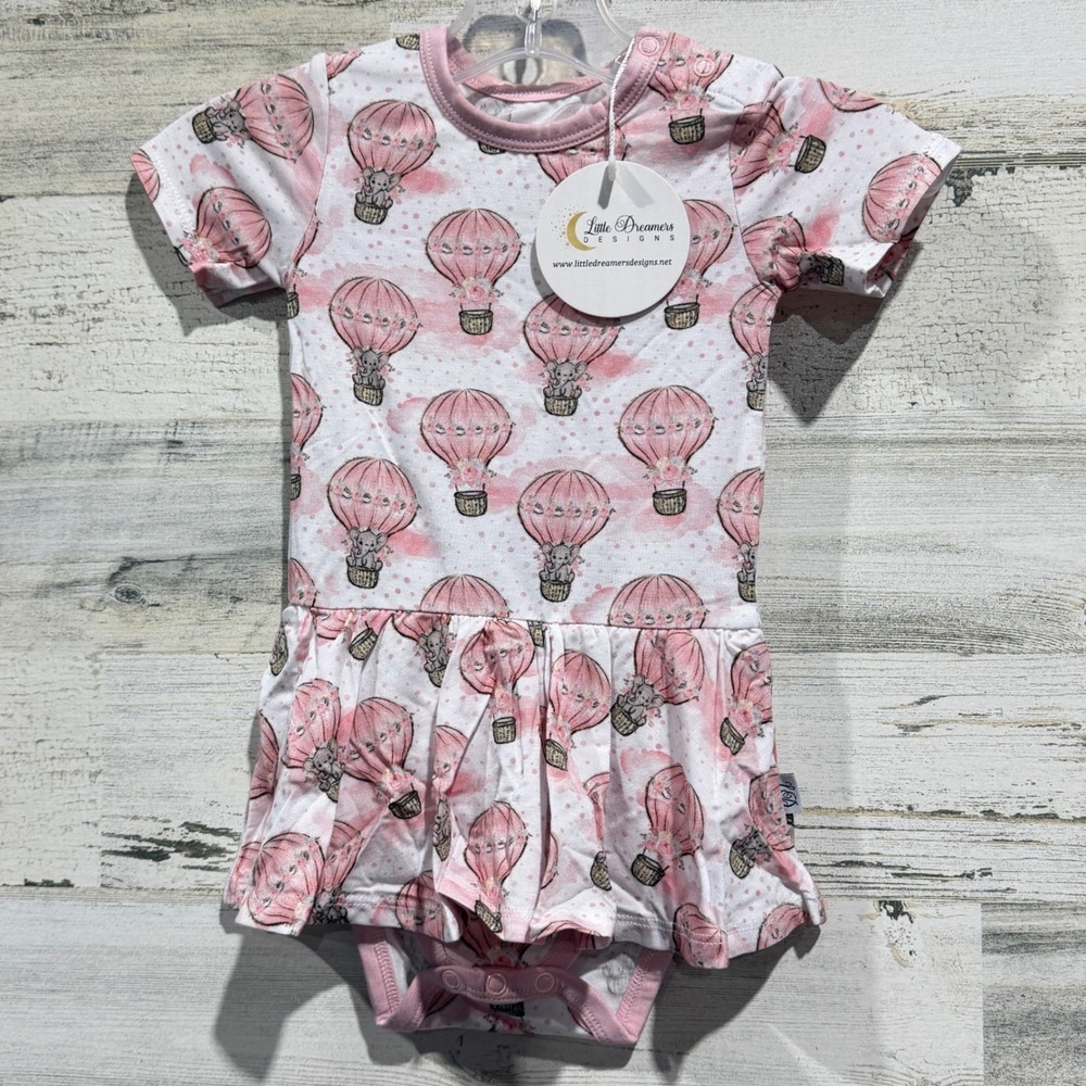 Little Dreamers Designs Romper Dress Girls 12-18M Pink Bamboo Whimsical NWT